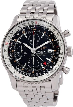 Breitling Pre-owned Pre-owned Breitling Navitimer World Chronograph GMT Automatic Chronometer Black Dial Mens Watch A2432212/B726