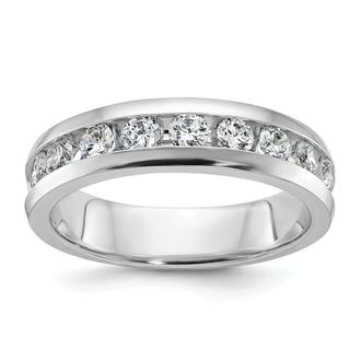 Diamond2Deal 14k White Gold Lab Grown Diamond 9-Stone Band Ring 1Ct Clarity- VS Color- G-H