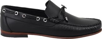 Desa Mens Leather Slip-Ons - Rubber Sole, Flat Heel, Breathable | Black - 43