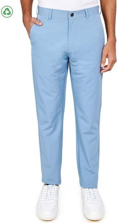 ConStruct Regular Fit Solid Flat Front Recycled Performance Golf Pants in Lt Blue at Nordstrom, Size 36