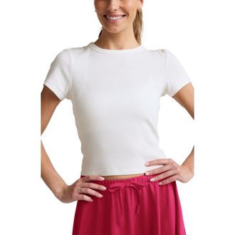 Beyond Yoga On Repeat Rib Baby T-Shirt in Washed White at Nordstrom, Size X-Large