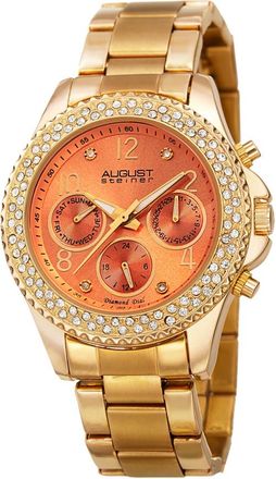 August Steiner Quartz Diamond Orange Dial Ladies Watch AS8136YGOR