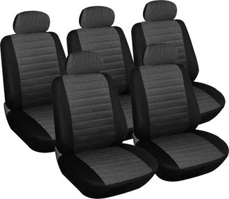 Woltu 5x Fundas De Asiento Para Coche Universal Delantero Y Traseros Cubierta Para Asiento Autom&oacute;vil Sin Bolsa De Aire Poli&eacute;ster Gris - Woltu