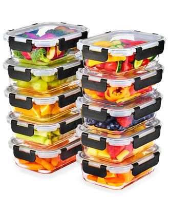 Sorbus Set Of 10 Glass Meal Prep Containers With Airtight Lids