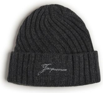 Jacquemus Le Bonnet Tourni - Heren - Hoeden - Grijs - ONE Size - Wol - Accessoires