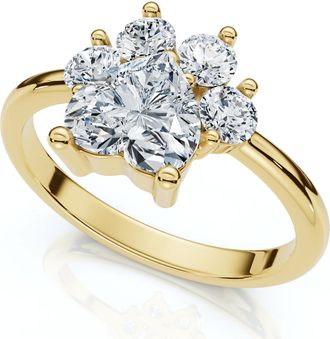 Pompeii3 1 1/3Ct Cat Paw Shape Diamond Ring 14k Gold Lab Grown