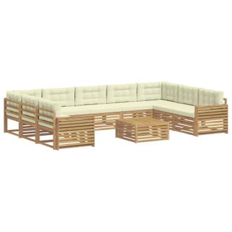 vidaXL Conjunto De Sof&aacute;s De Exterior 10 Uds. Blanco Y Crema Vidaxl