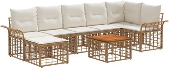 vidaXL Conjunto De Sof&aacute;s De Exterior 8 Uds. 7 Plaza Natural Y Crema Vidaxl