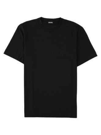 Ermenegildo Zegna Minimalist Crew Neck Black Cotton T-Shirt