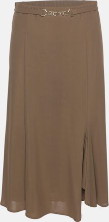 Elena Miro Khaki Jersey Belted Midi Skirt
