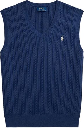 Polo Ralph Lauren cable-knit embroidered-logo vest - men - Cotton - S - Blue