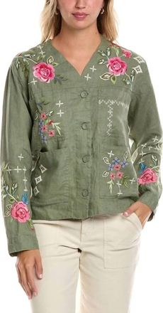 Johnny Was Linen Workwear Jacket In Tortoise