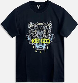 Kenzo Mens Mens Black Kenzo Classic Yellow/Grey Tiger T Shirt - Size: 38