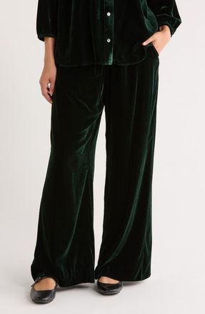 Marine Layer Bella Velvet Drawstring Pants in Emerald at Nordstrom, Size X-Small