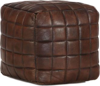 vidaXL Puf Marr&oacute;n Oscuro 40x40x40 Cm Cuero Aut&eacute;ntico De Cabra Vidaxl