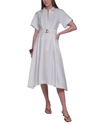Halston Heritage Short Sleeve Zip Front Shirtdress