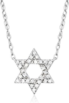 Ross-Simons Diamond Star Of David Necklace in Sterling Silver