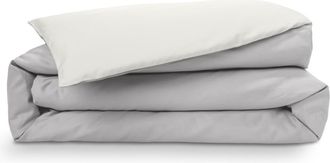 Emma Percal Dekbedovertrek 140x200 cm Wit&Lichtgrijs
