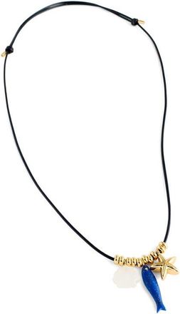 Madewell Semiprecious Charm Leather Choker Necklace in Antique Gold at Nordstrom