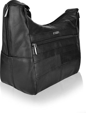 Quenchy London Womens Handbag, Ladies Real Leather Cross Body Shoulder Bag with 4 Pockets and 1 Single Adjustable Strap - Womens Designer Side Handbags QL957K