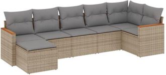 vidaXL Vidaxl - Juego De Sof&aacute;s Jard&iacute;n Con Cojines Beige Mezcla 7 Pzas Rat&aacute;n Pe