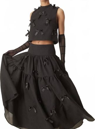 Sister Jane Birdie Bow Midi Skirt In Black
