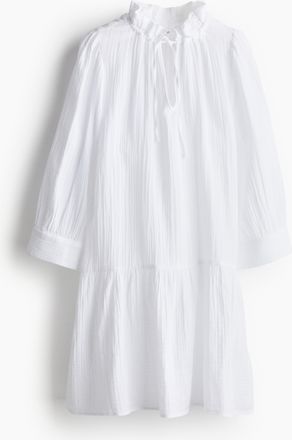 H&M Kleid aus Baumwolle mit Kordelz&uuml;gen - Weiss