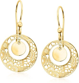 Ross-Simons Italian 18kt Yellow Gold Filigree Circle Drop Earrings