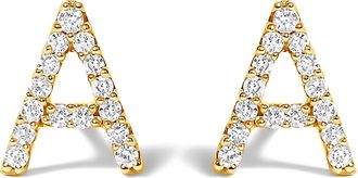House of Brilliance 10K Gold 1/10 Cttw Diamond Initial A to Z Stud Earring