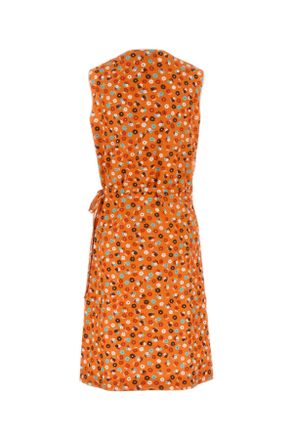 Miu Miu Womens Printed Poplin Dress Aranciorosso Abiti