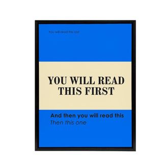Artery8 You Will Read This First Blue Simple Modern Black Framed Canvas Art | Size: W24 x H32