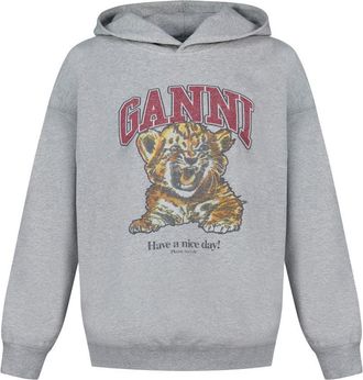 Ganni Womens Isoli Hoodie Grey Cotton Hoodies