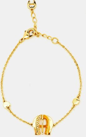 Aigner Crystal Logo Gold Tone Chain Bracelet