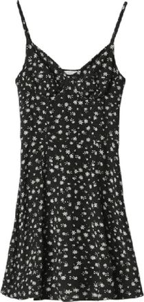 Mar De Margaritas Kleedjes, Dames, Zwart, M, Bloemen Korte Jurk in Crepe