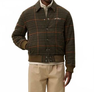 Les Deux Varsity Houndstooth Jacket In Teak Brown