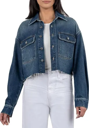 Kut from the Kloth Lana Raw Hem Denim Jacket In Assertiveness