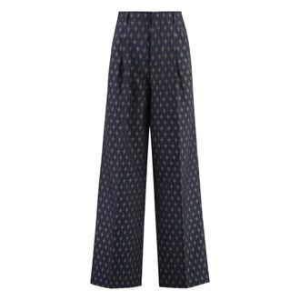 Etro Wide Trousers, female, Blue, XS, Jacquard Trousers