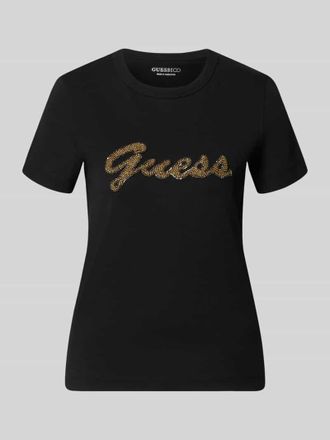 Guess T-Shirt mit Logo aus Perlen in Black, Gr&ouml;&szlig;e XL