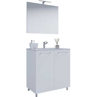 ebuy24 Vcm 3 Pcs Set 1 Lavabo Con Puertas Giratorias, 1 Espejo, 1 Lavabo Lavabo De Cer&aacute;mica Gabinete Inferior De Pie 60 Cm Juego De Muebles De Ba&ntilde;o - Badinos