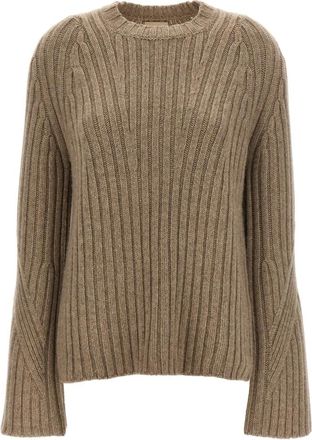Khaite Calvin Ribbed Cashmere Sweater - Dames - Cashmere truien - Beige - XS - Kasjmier - Truien & Vesten