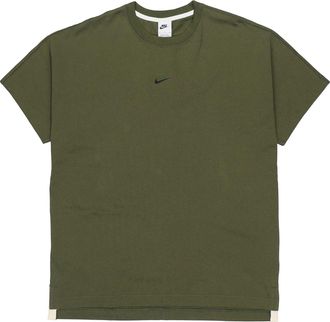 Nike Logo Print Sports Round Collar Short Sleeve Mens Beige Green DD7019-326
