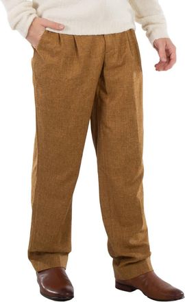 VTMNTS Mens Caramel Barcode Monogram Tailored Wool Pants
