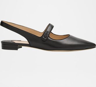 Manolo Blahnik Campari Leather Mary Jane Slingback Flats