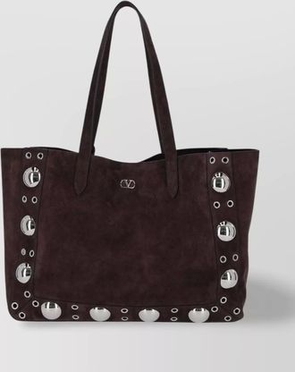Valentino Garavani dual handles studded suede tote