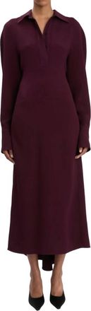 Victoria Beckham Polo Collar Midi Dress In Merlot