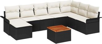 vidaXL Garden Sofa Set 9 pcs Black Poly rattan vidaXL