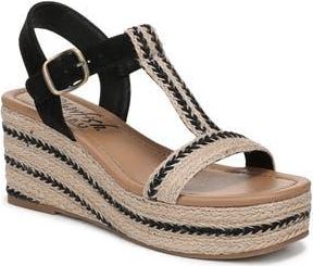 Blowfish Annika T-Strap Espadrille Wedge Sandal in Natural Black Jute/Nubuck at Nordstrom Rack, Size 8.5