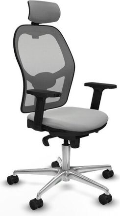 Piqueras y Crespo Jorquera Sincro Malla Gris Similpiel Gris Claro Brazos 2d Base Aluminio Cabecero 2d Ruedas 65mm Nailon