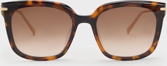 Charles & Keith Kris Tortoiseshell Chain-Detail Sunglasses