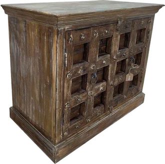 Wanderlust Deco Aparador De Madera Acabado Artesanal Marr&oacute;n 115x51x98h Cm